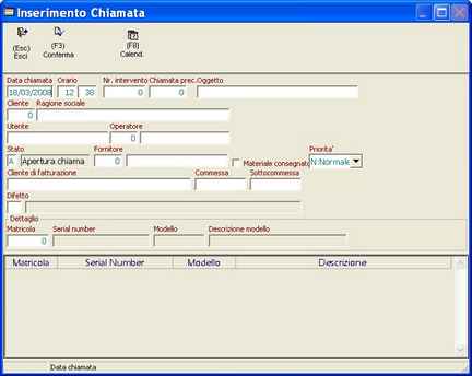 Inserimento Chiamata